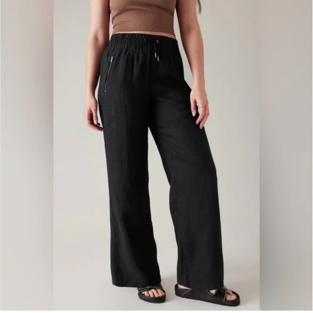 Athleta Black Wide-Leg Drawstring Pants